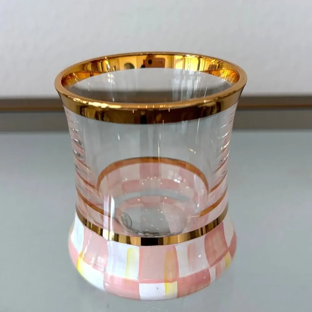 NEW Mackenzie Childs Rosy Check Shot Glass 2oz